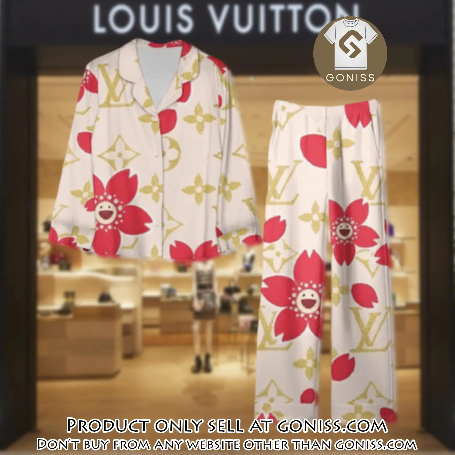 Trending luxury lv satin pajama set pjs1091 gn1208875